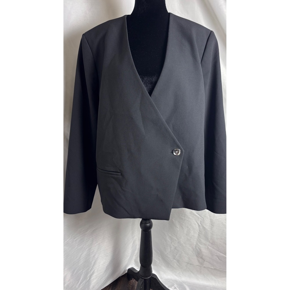 Express Asymmetrical Blazer Women XL Black NWT Single Button Modern Professional